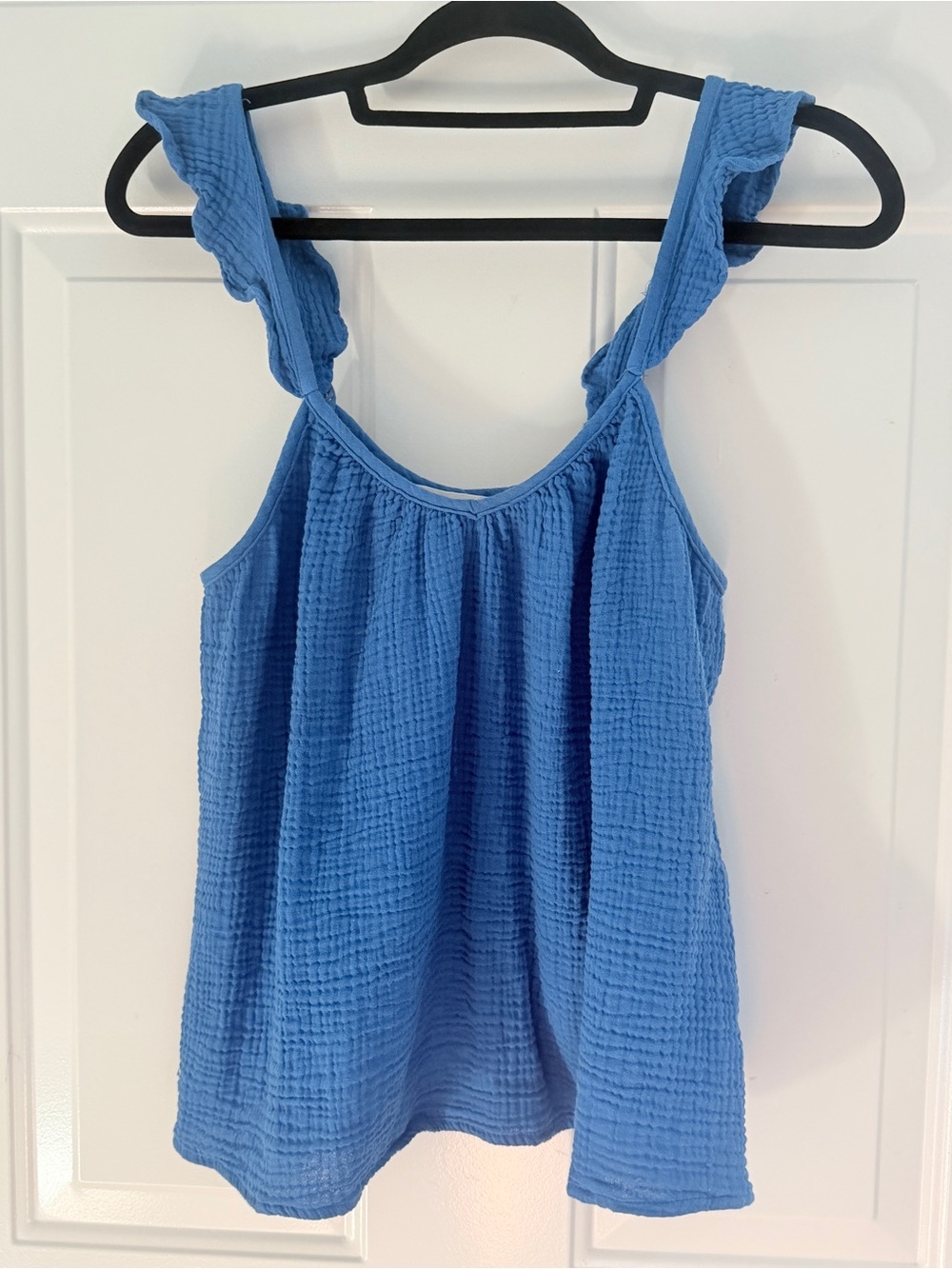 Ellison Blue Ruffle shoulder strap Tank Top Size Large